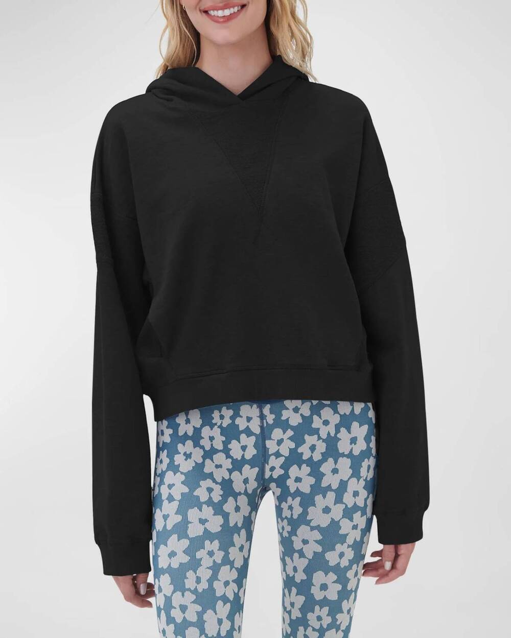 NEW SPIRITUAL GANGSTER dolman patchwork hoodie in black